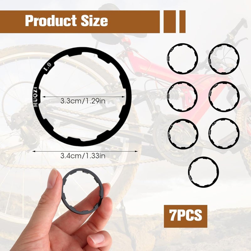 OMASUNB 7PC Bike Hub Spacer Washer Set for MTB & Road Bikes, 7-11S Bicycle Cassette Spacer, Aluminum MTB Flywheel Cassette Spacer with Various Sizes (1/1.5/2/1.85/2.18/2.35mm) - Image 2